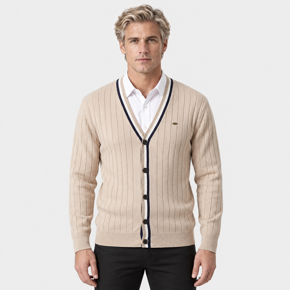 Old Ashworth | Men's Cotton Cardigan – Button-Up Office Wear