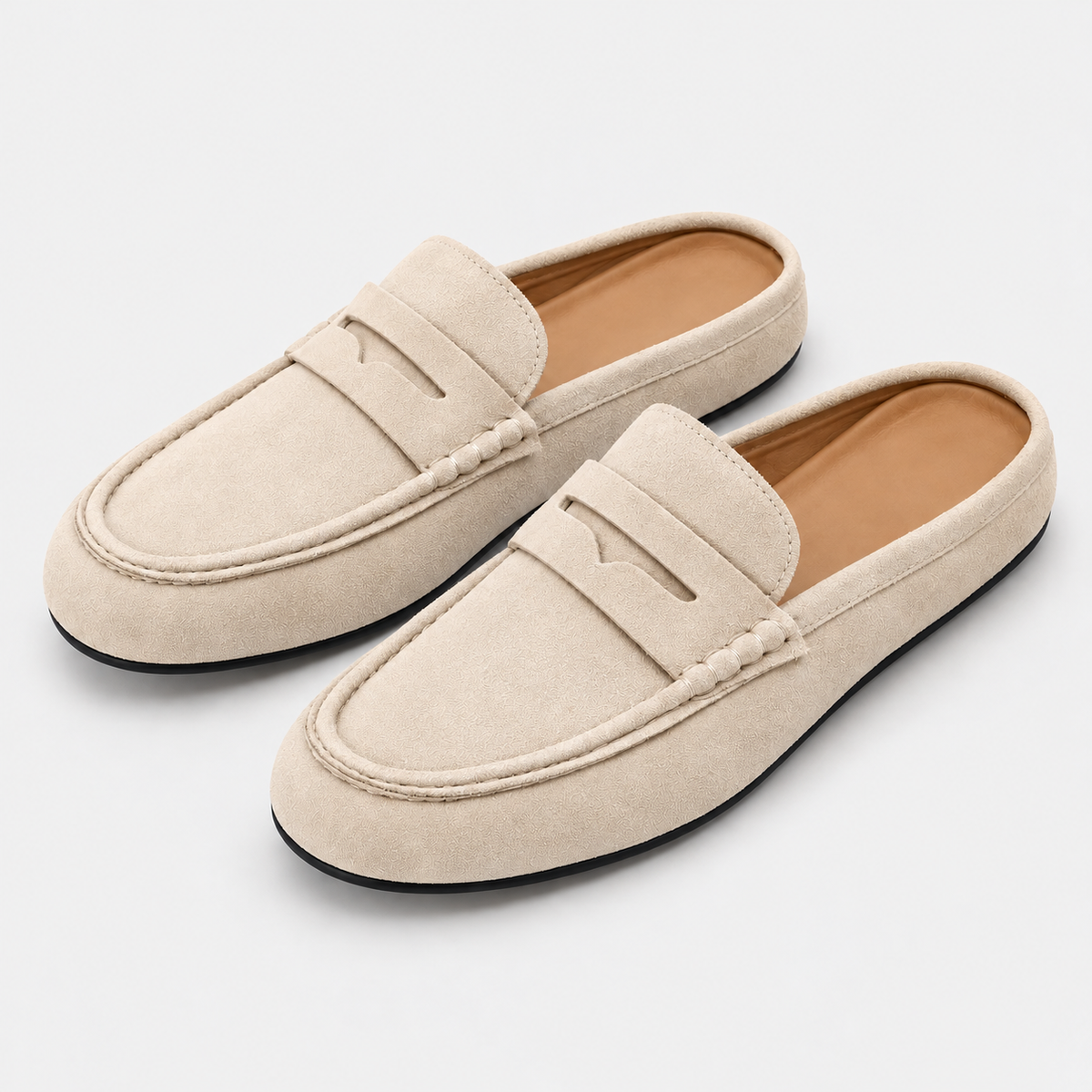 Old Ashworth | Men's Mule Loafers – Suede-Look Everyday Slip-On