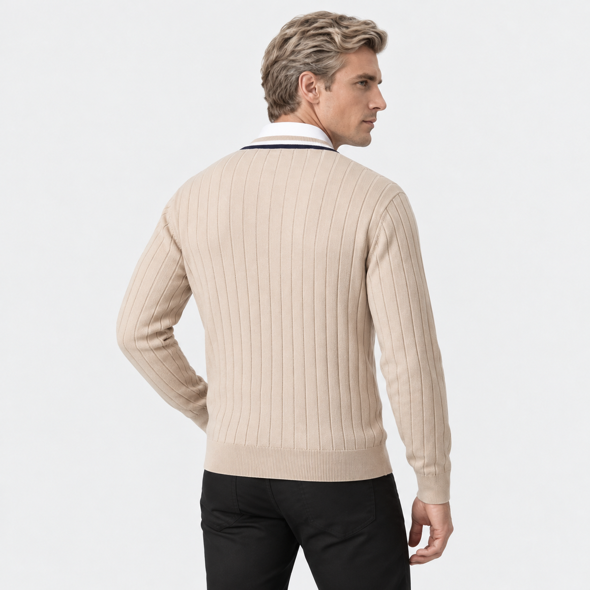 Old Ashworth | Men's Cotton Cardigan – Button-Up Office Wear