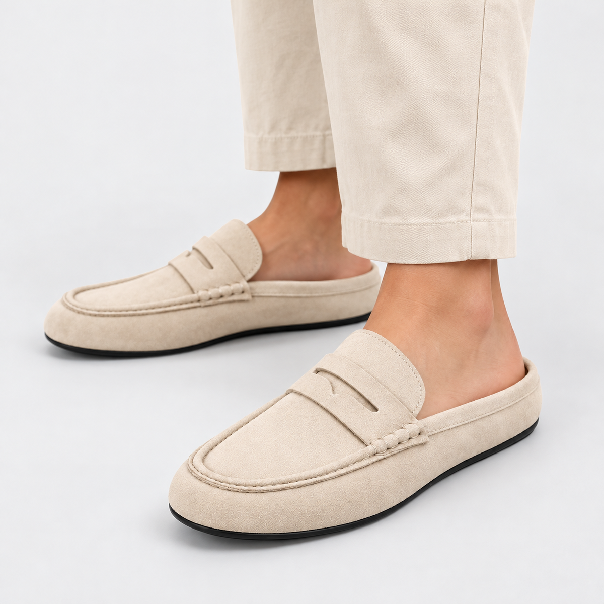 Old Ashworth | Men's Mule Loafers – Suede-Look Everyday Slip-On