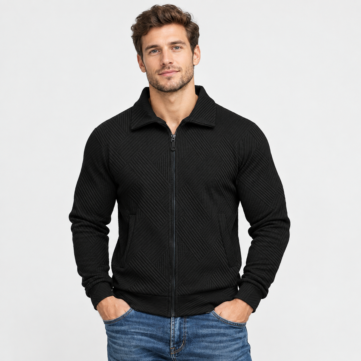 Old Ashworth | Men’s Ribbed Knit Jacket for Smart Casual Wear