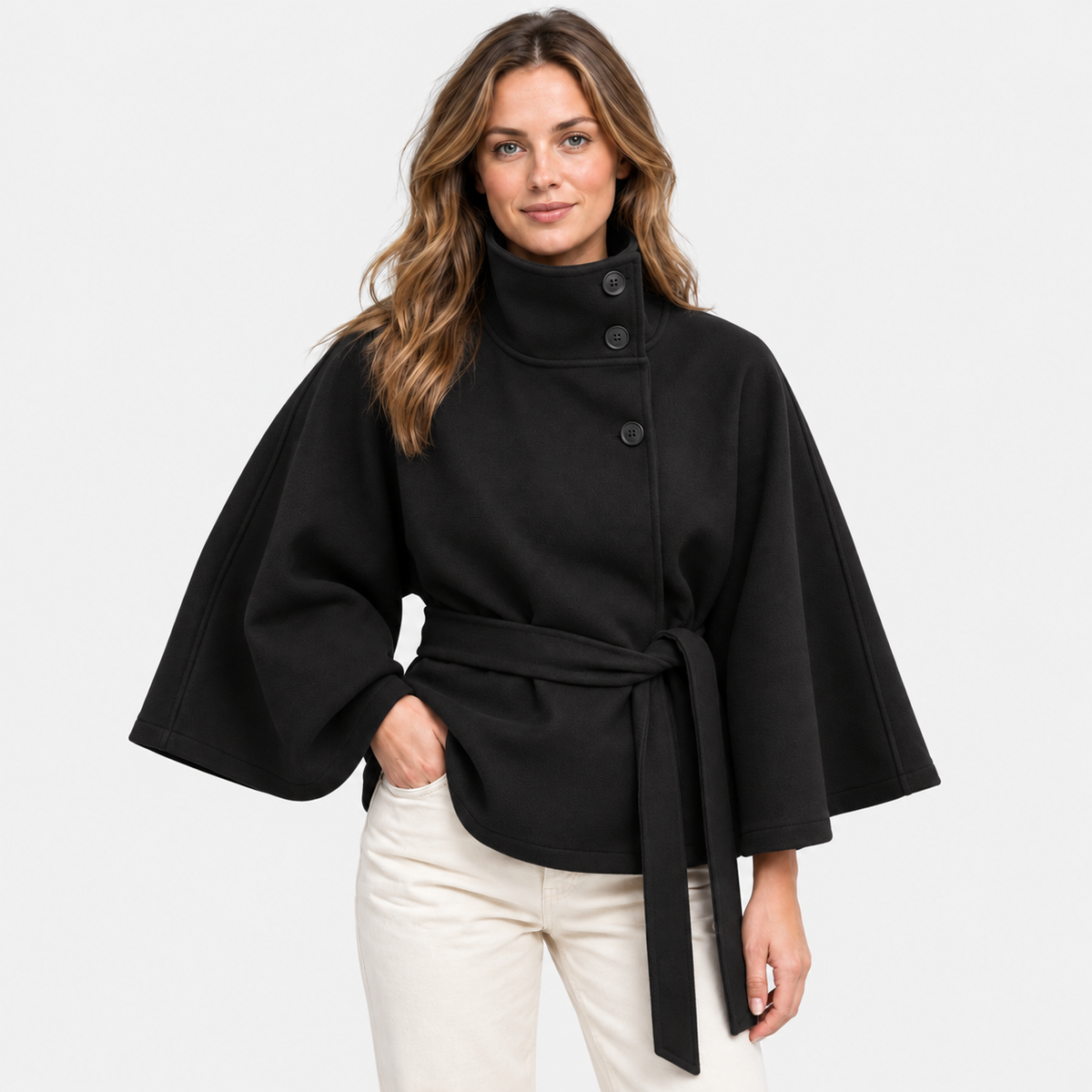 Old Ashworth | Women’s High Collar Cape Coat for Winter