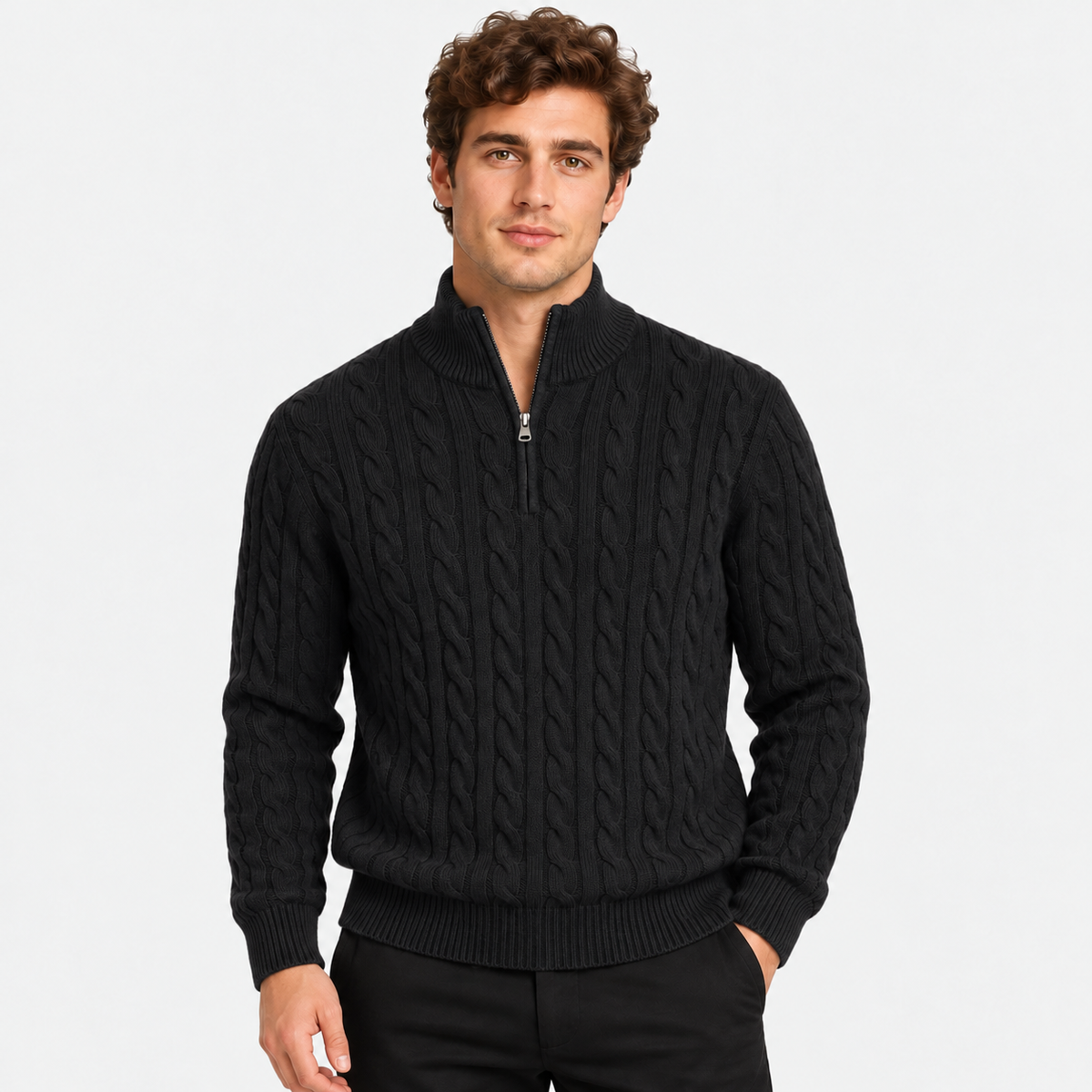Old Ashworth | Men's Jumper – Cotton Half-Zip Long Sleeve