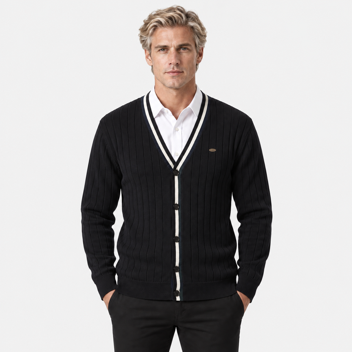 Old Ashworth | Men's Cotton Cardigan – Button-Up Office Wear