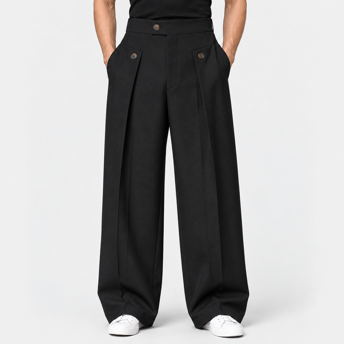 Old Ashworth | Men's Wide Leg Trousers – Pleated Business Casual