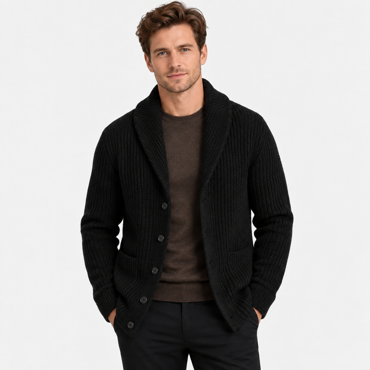 Old Ashworth  | Men's Slim Fit Button Up Cardigan Sweater Warm Knit Laye