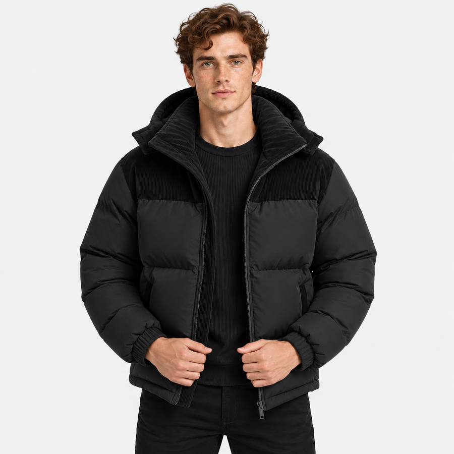 Old Ashworth | Men's Puffer Jacket – Windproof Winter Warmth