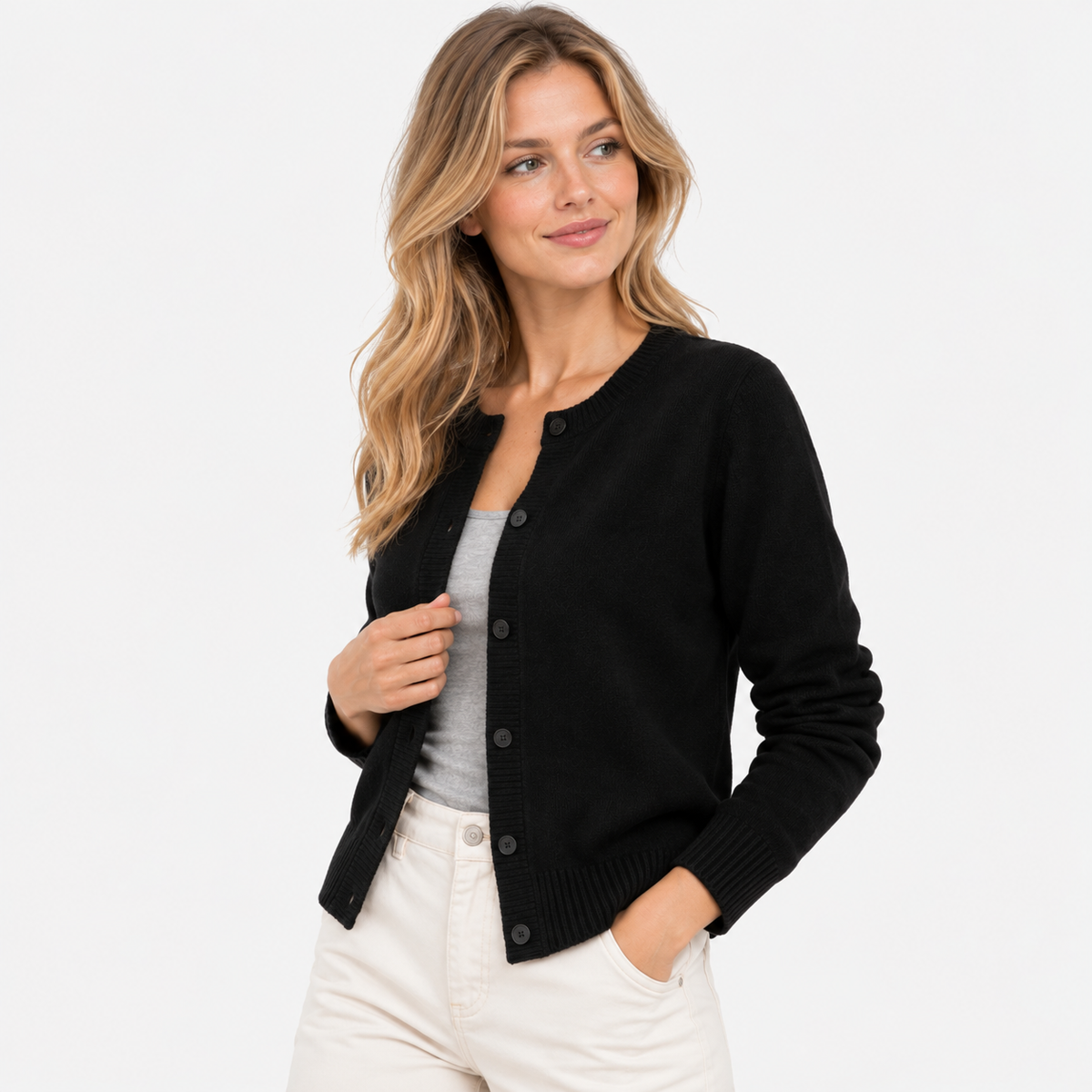 Old Ashworth  | Women's Button Front Cardigan Soft Knit Long Sleeve Sweater