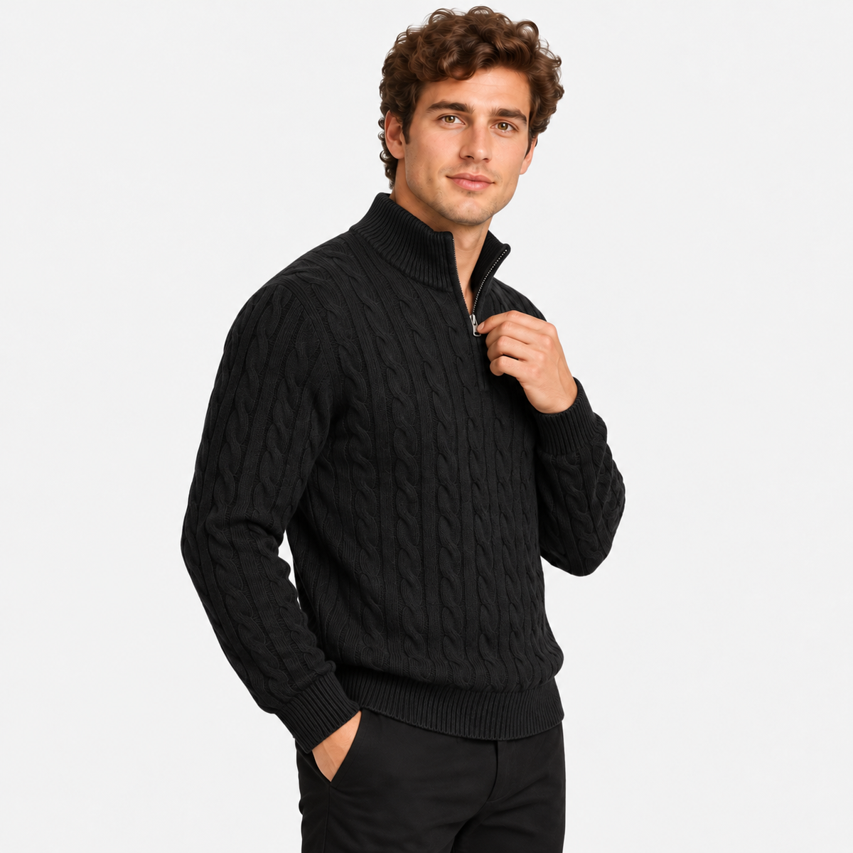 Old Ashworth | Men's Jumper – Cotton Half-Zip Long Sleeve