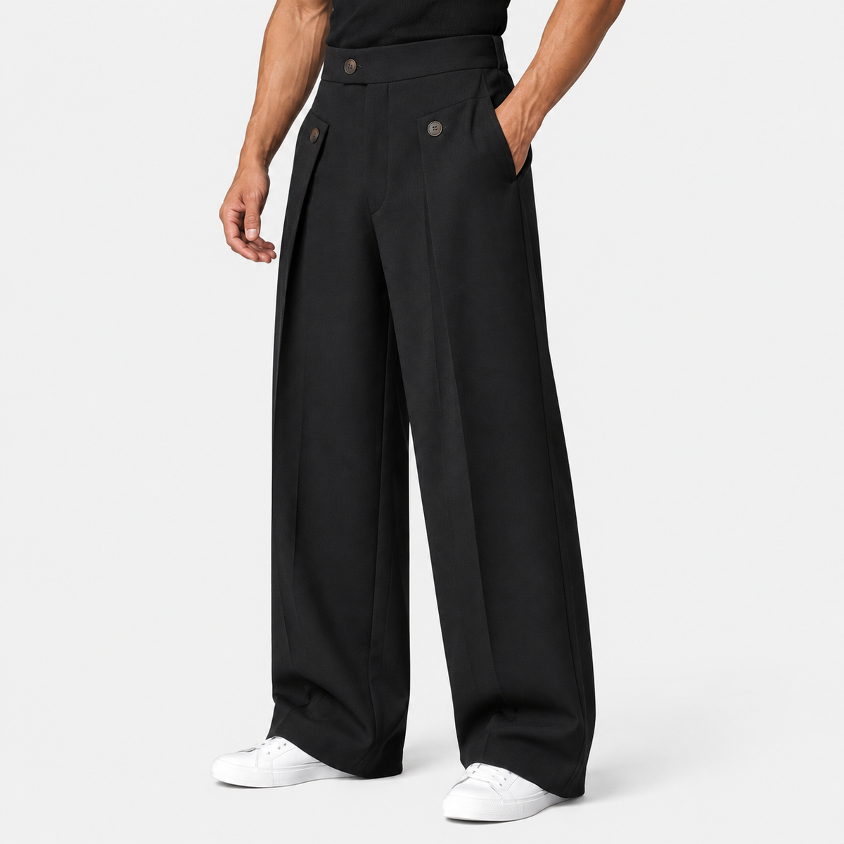 Old Ashworth | Men's Wide Leg Trousers – Pleated Business Casual
