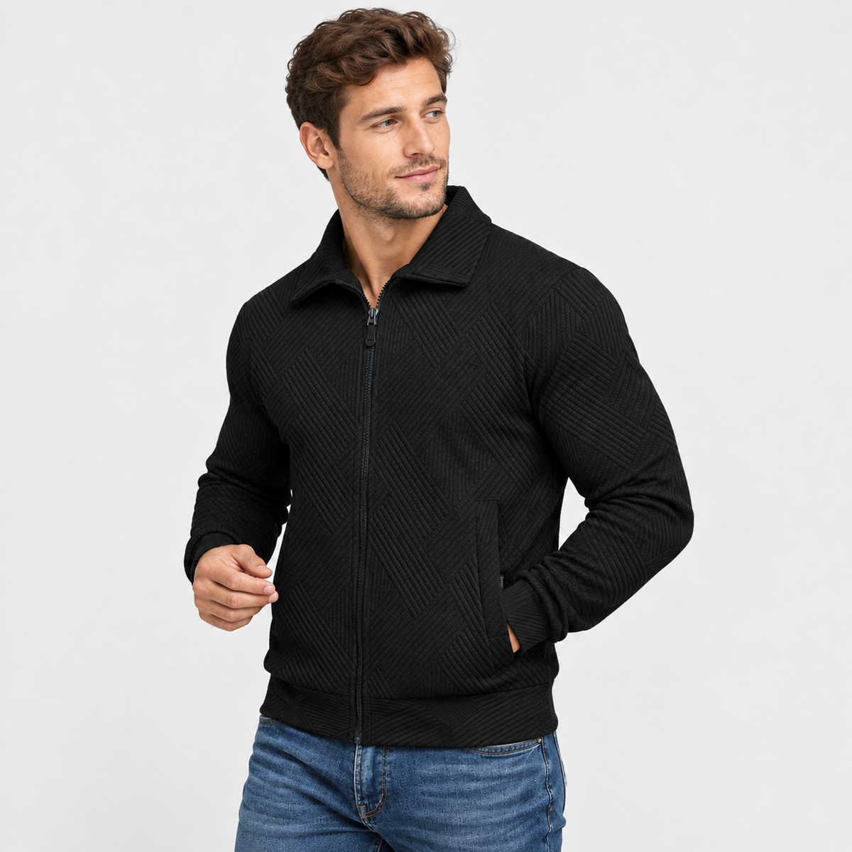Old Ashworth | Men’s Ribbed Knit Jacket for Smart Casual Wear