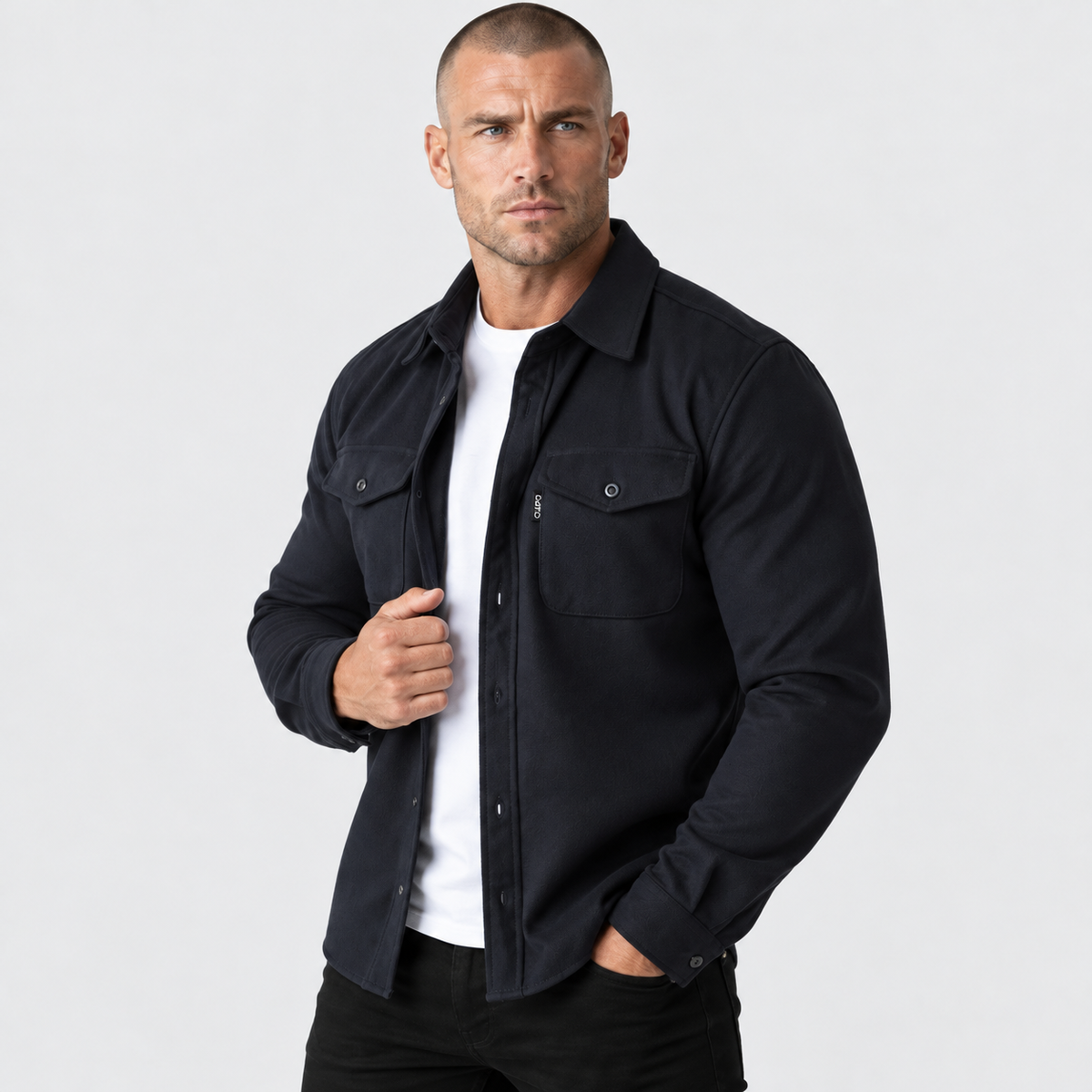 Old Ashworth | Men's Shirt Jacket – Button Front & Chest Pockets