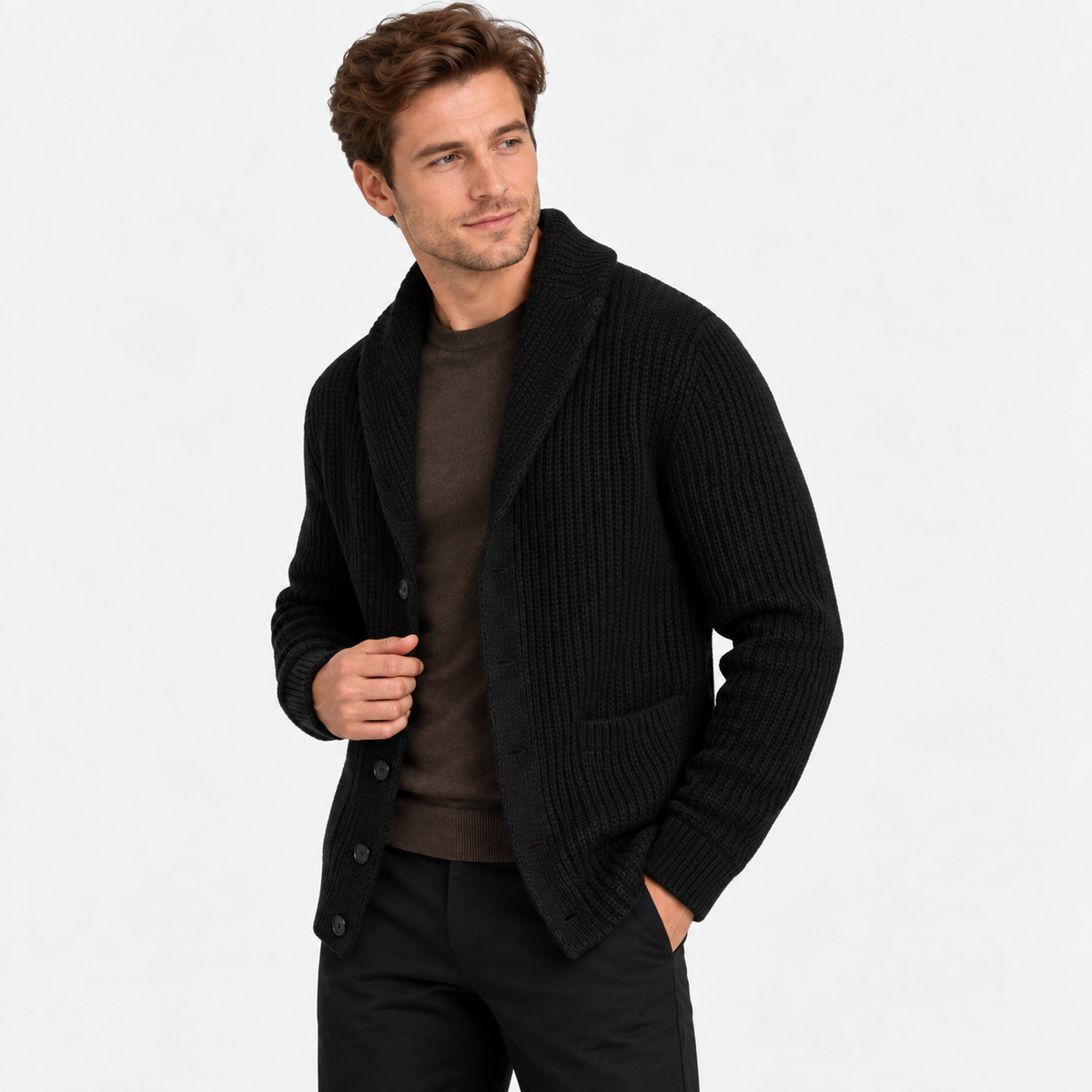 Old Ashworth  | Men's Slim Fit Button Up Cardigan Sweater Warm Knit Laye