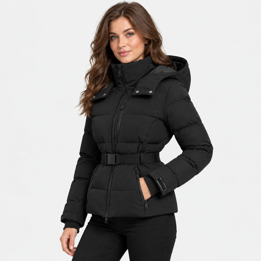 Old Ashworth | Women's Puffer Jacket – Detachable Hood for Layering