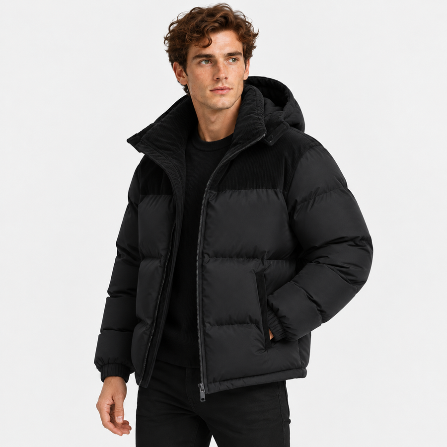 Old Ashworth | Men's Puffer Jacket – Windproof Winter Warmth