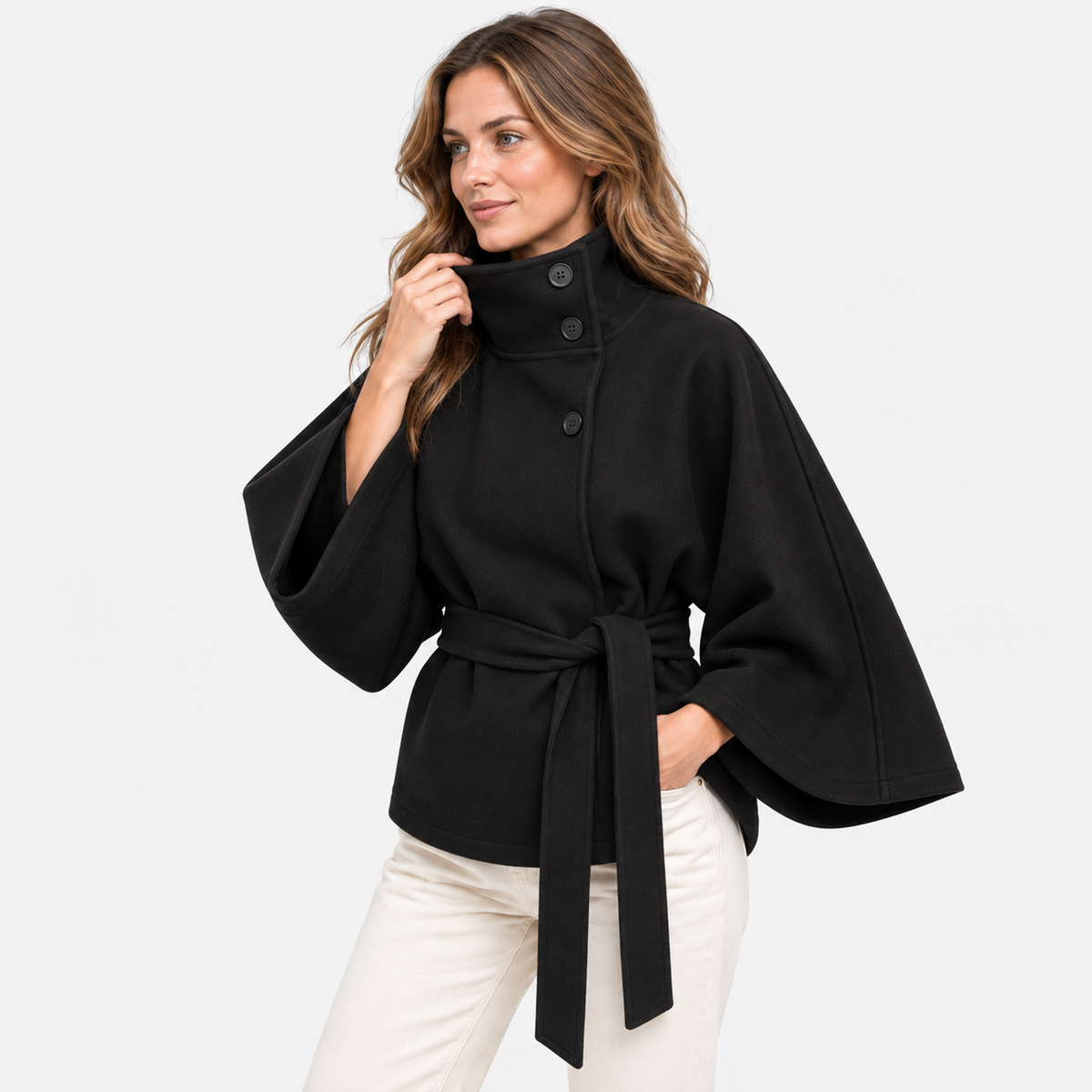 Old Ashworth | Women’s High Collar Cape Coat for Winter
