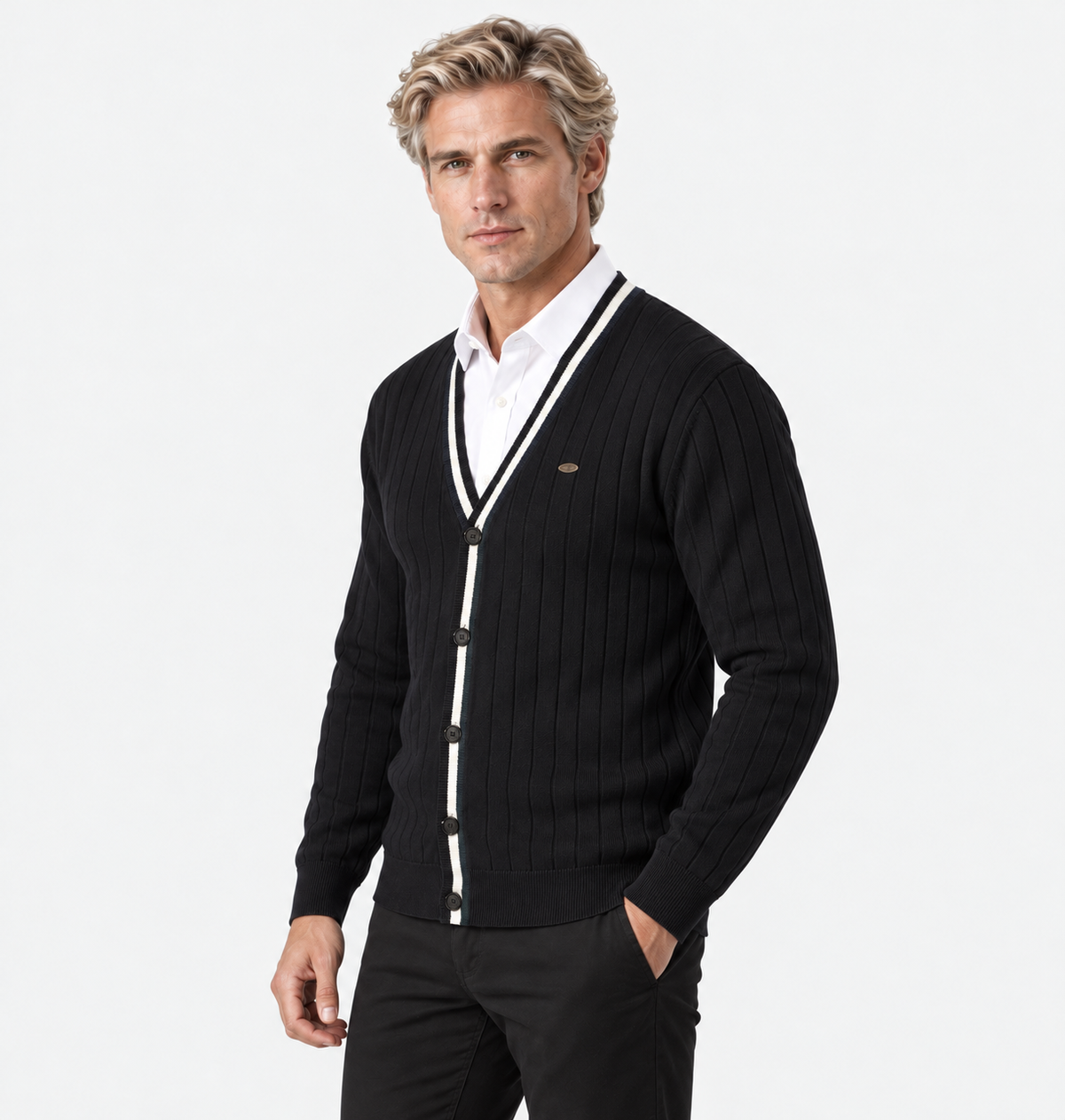 Old Ashworth | Men's Cotton Cardigan – Button-Up Office Wear