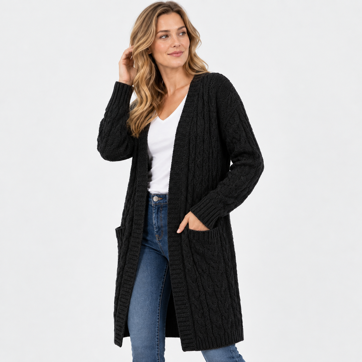 Old Ashworth | Women’s Long Hooded Cardigan for Autumn and Winter
