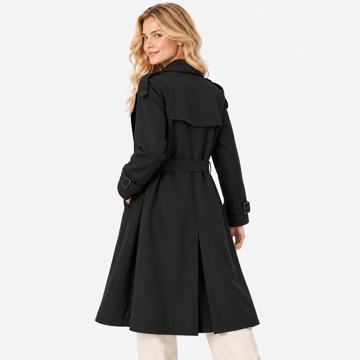 Old Ashworth  | Women's Double Breasted Belted Trench Coat Classic Outerwear