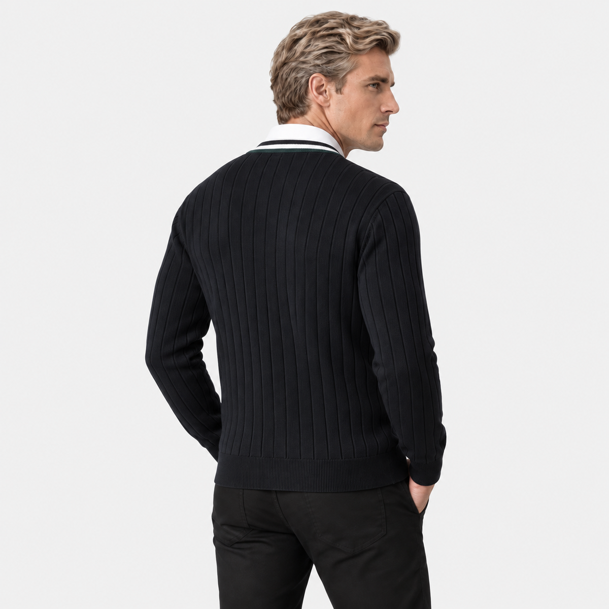 Old Ashworth | Men's Cotton Cardigan – Button-Up Office Wear
