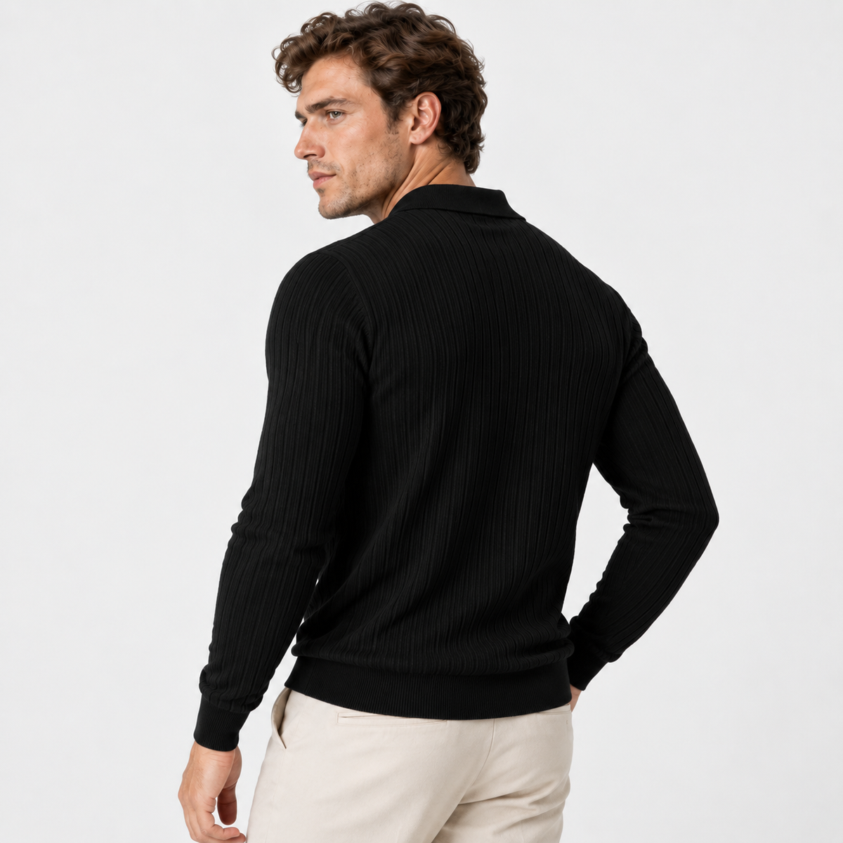 Old Ashworth | Men’s Ribbed Polo Jumper for Smart Casual Wear