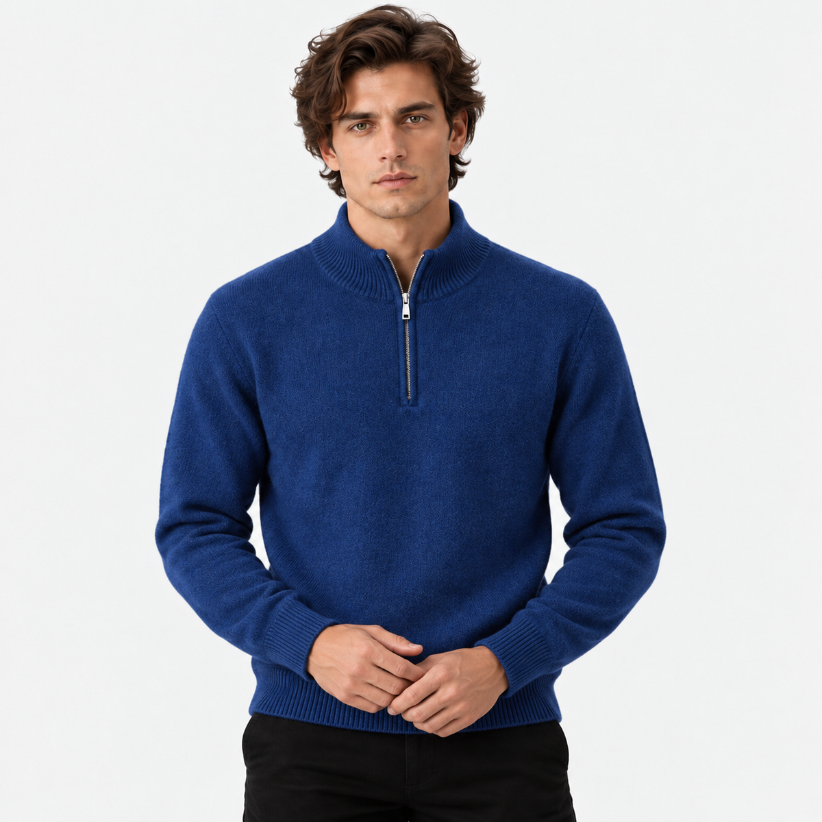 Old Ashworth | Men's Jumper – Cashmere Quarter-Zip High Collar