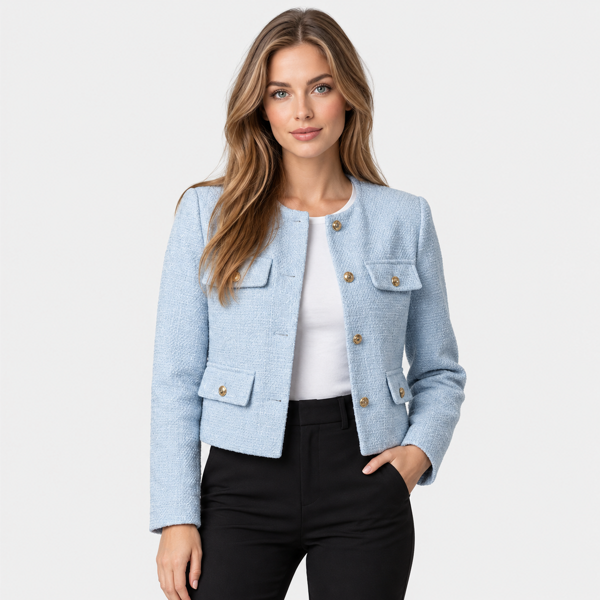 Old Ashworth | Women's Blazer – Cropped Tweed Smart Casual