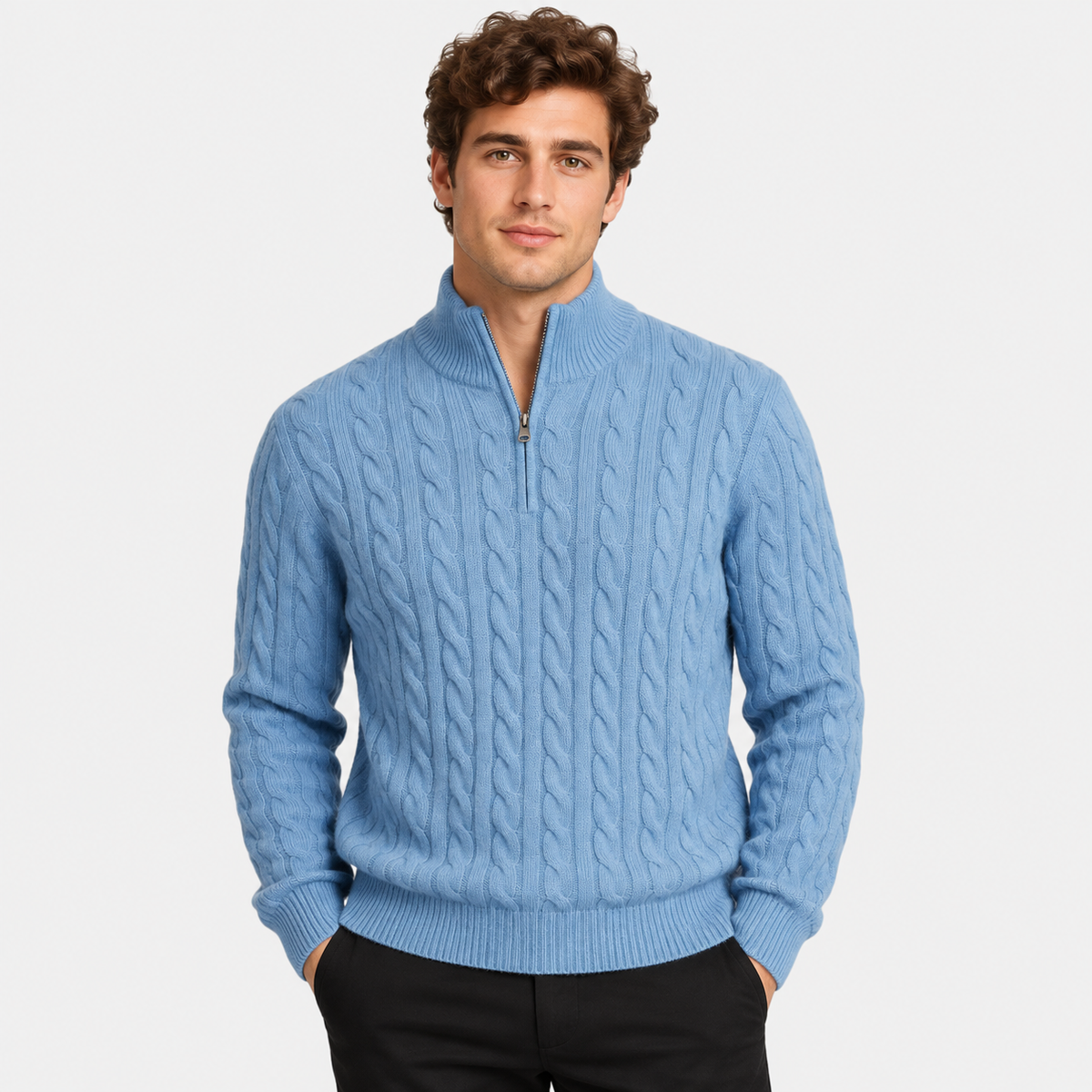 Old Ashworth | Men's Jumper – Cotton Half-Zip Long Sleeve