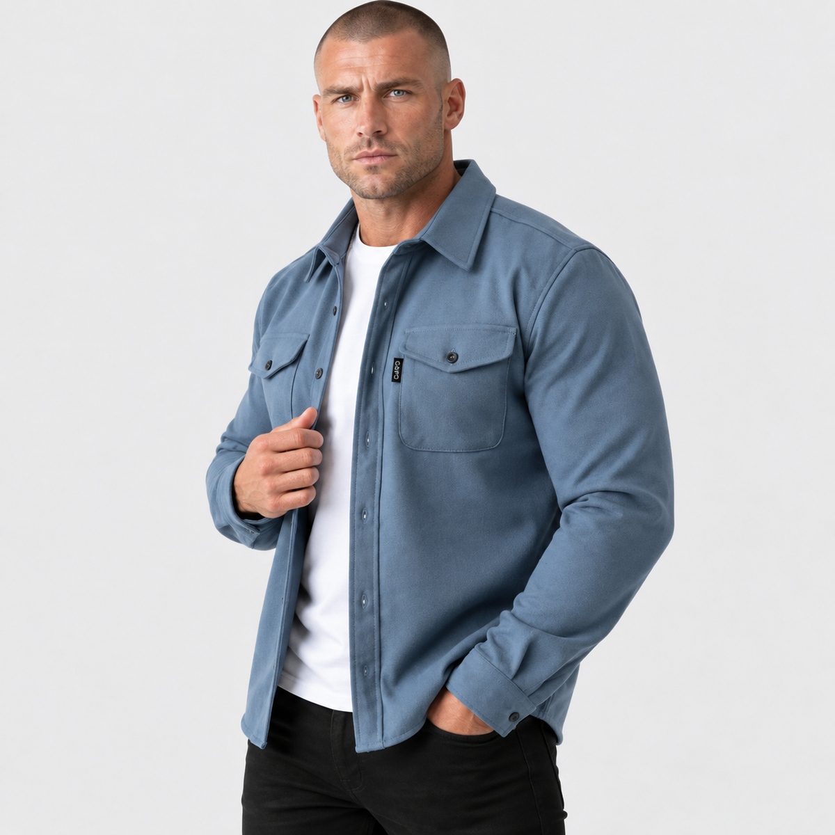 Old Ashworth | Men's Shirt Jacket – Button Front & Chest Pockets