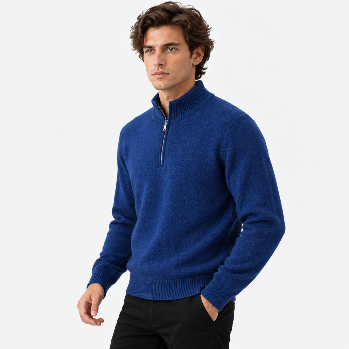 Old Ashworth | Men's Jumper – Cashmere Quarter-Zip High Collar