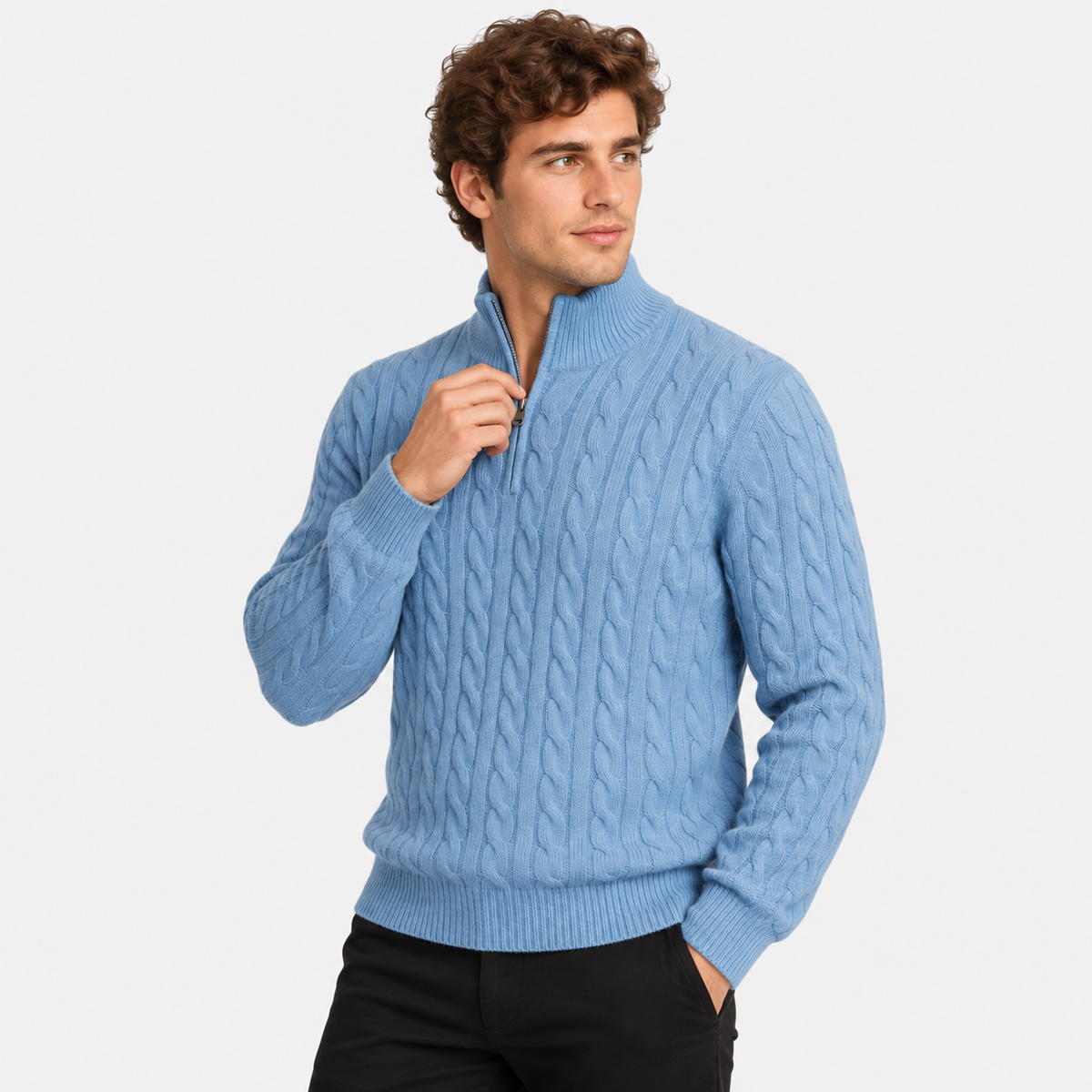 Old Ashworth | Men's Jumper – Cotton Half-Zip Long Sleeve