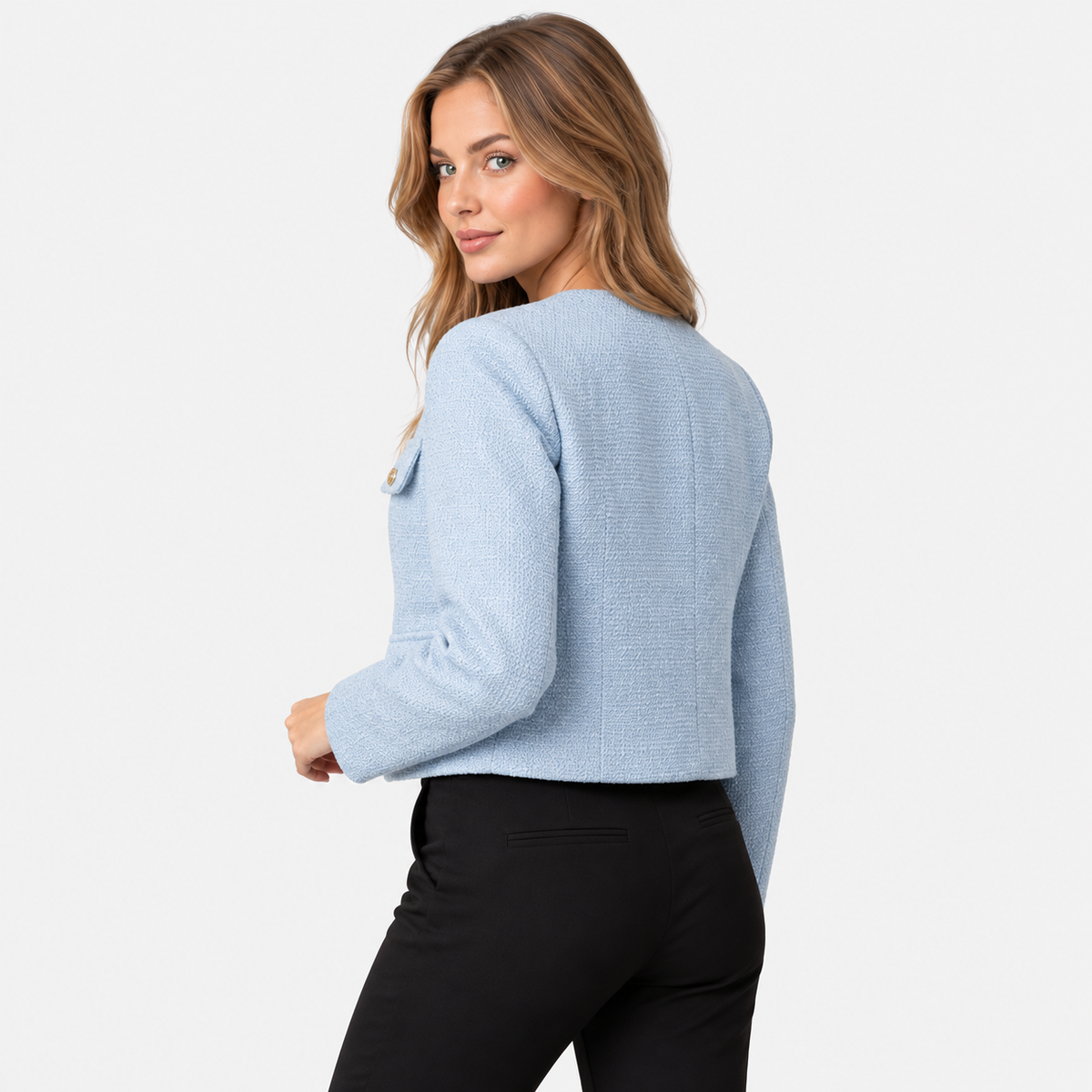 Old Ashworth | Women's Blazer – Cropped Tweed Smart Casual