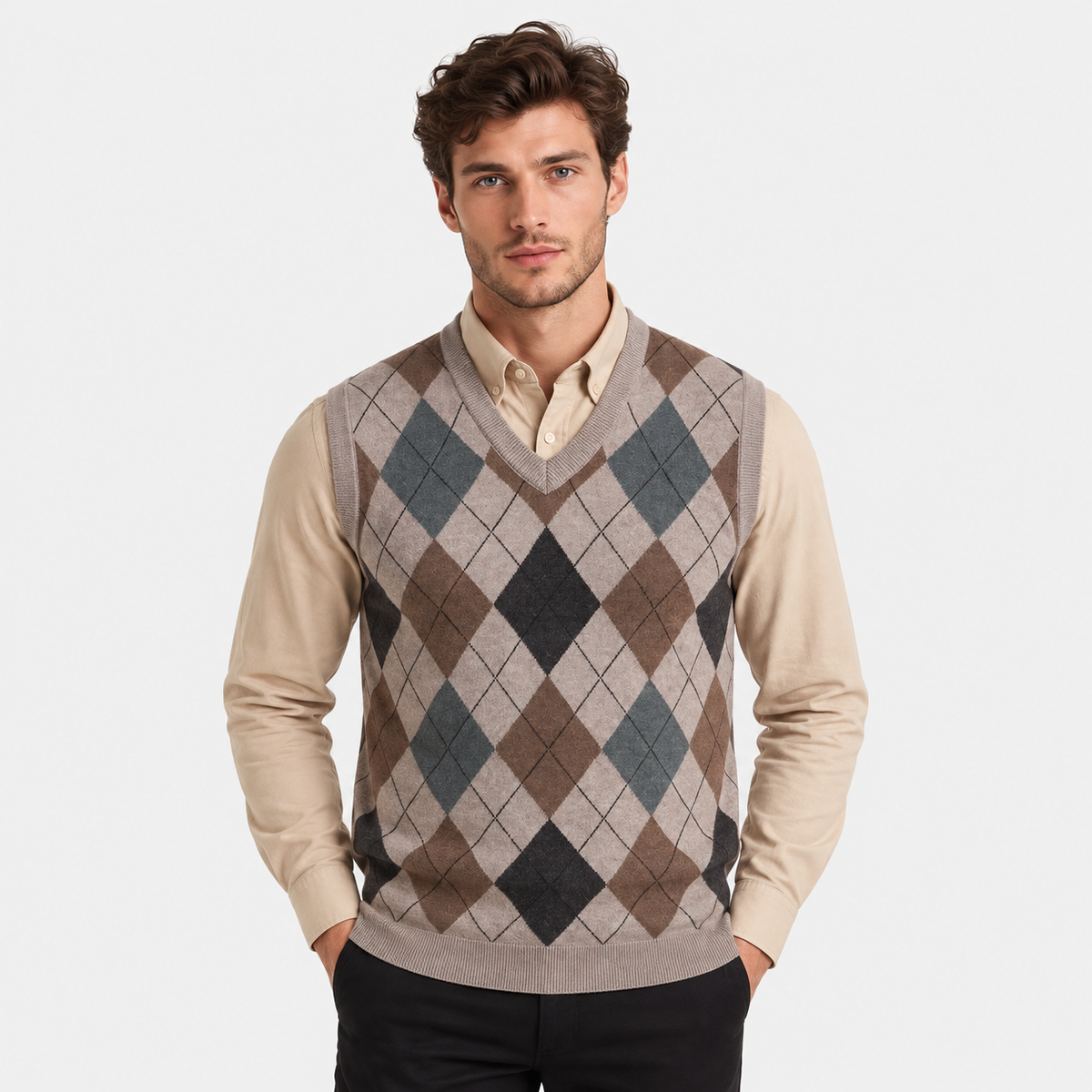 Old Ashworth | Men's Jumper Vest – V-Neck for Shirt Layering