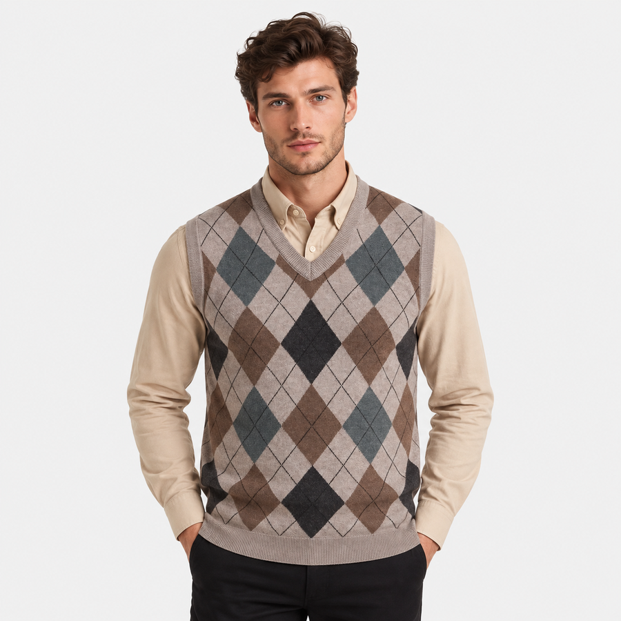 Old Ashworth | Men's Jumper Vest – V-Neck for Shirt Layering