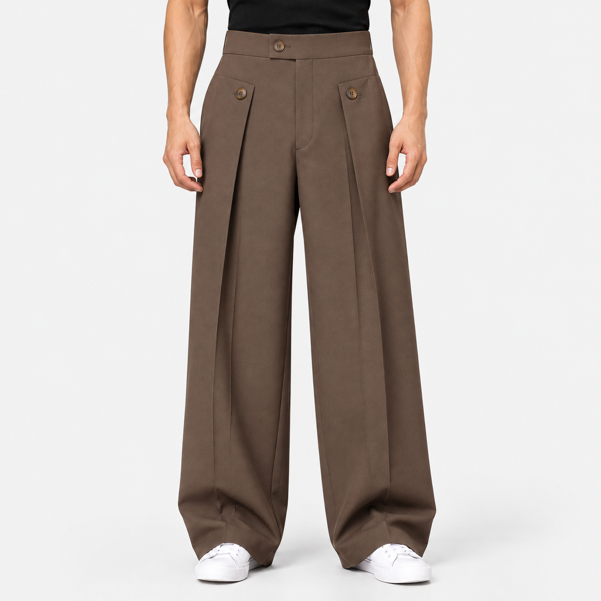 Old Ashworth | Men's Wide Leg Trousers – Pleated Business Casual