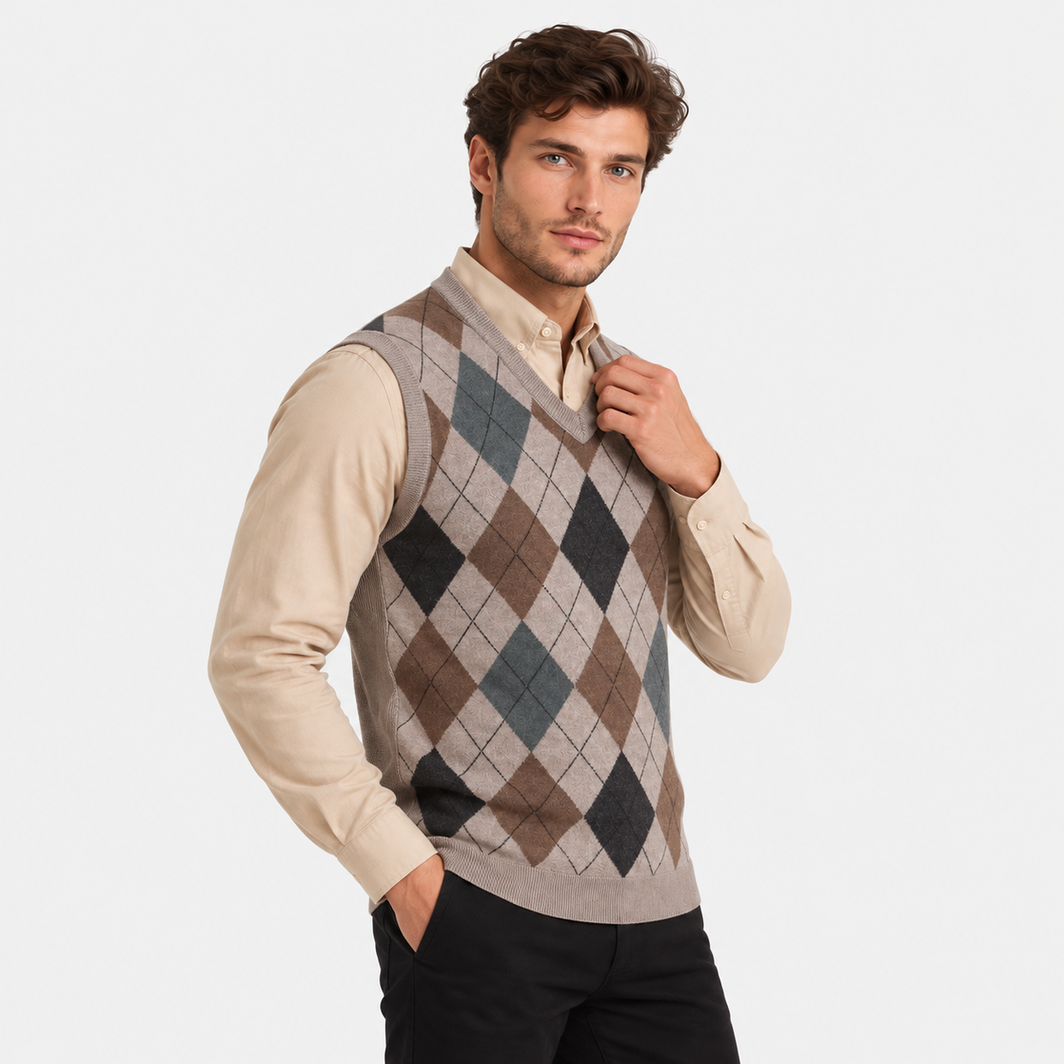Old Ashworth | Men's Jumper Vest – V-Neck for Shirt Layering