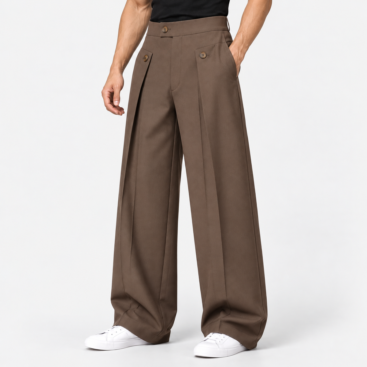 Old Ashworth | Men's Wide Leg Trousers – Pleated Business Casual