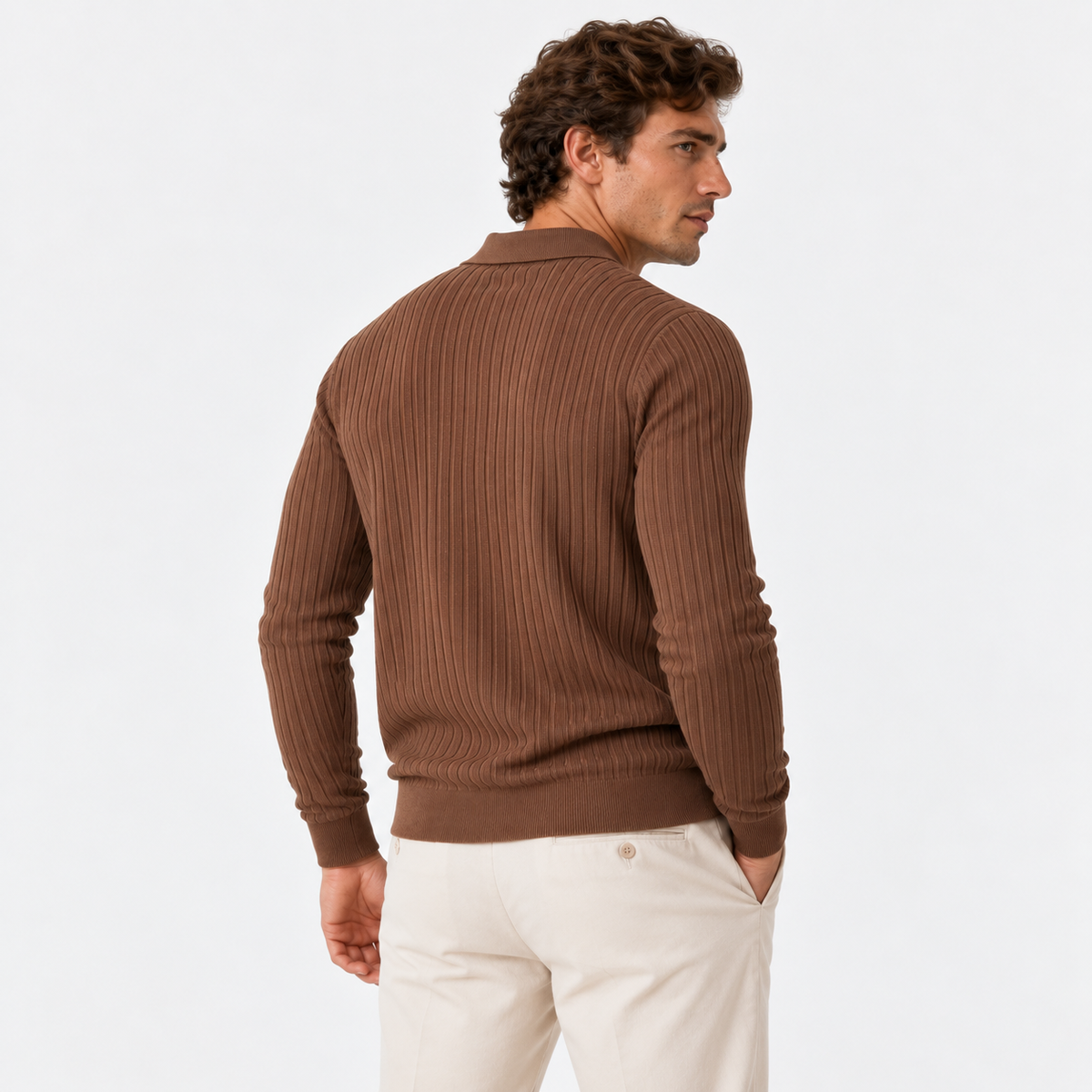 Old Ashworth | Men’s Ribbed Polo Jumper for Smart Casual Wear
