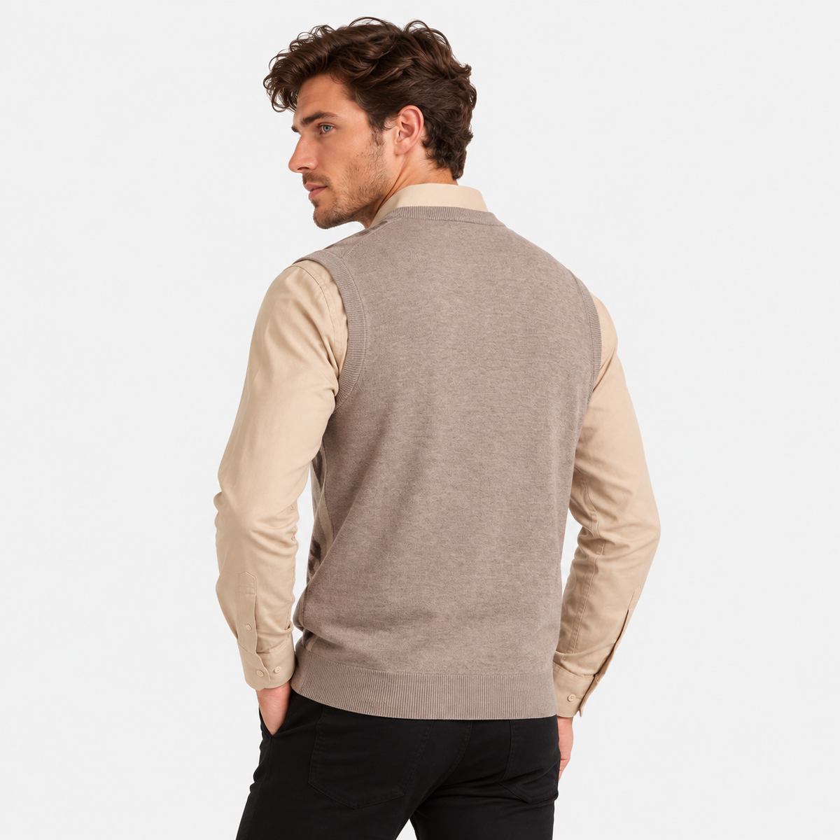 Old Ashworth | Men's Jumper Vest – V-Neck for Shirt Layering