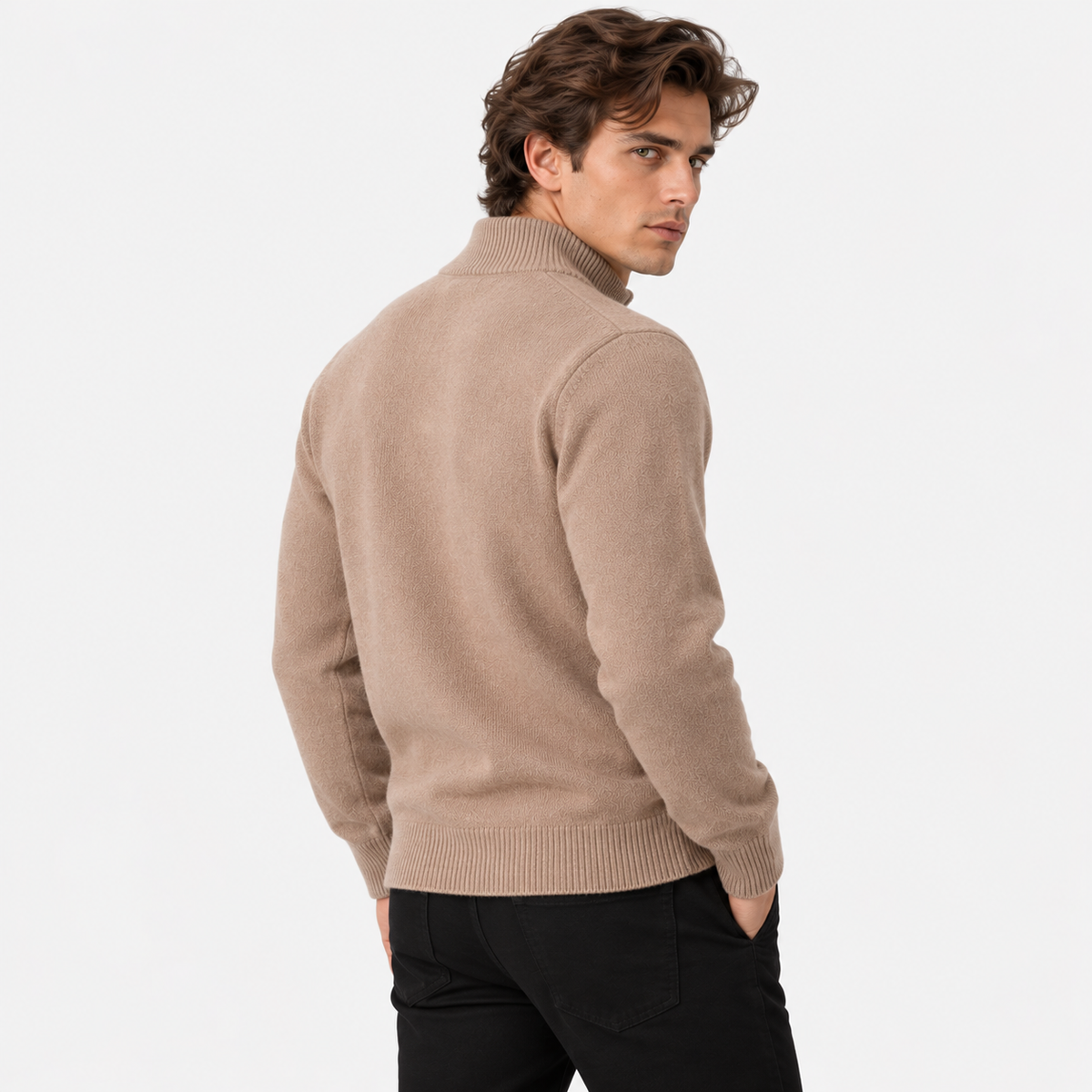 Old Ashworth | Men's Jumper – Cashmere Quarter-Zip High Collar