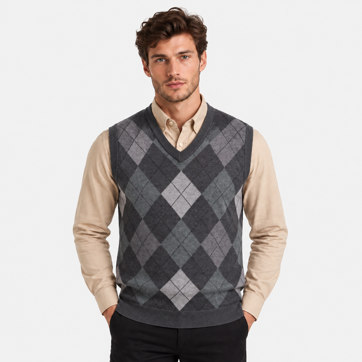 Old Ashworth | Men's Jumper Vest – V-Neck for Shirt Layering