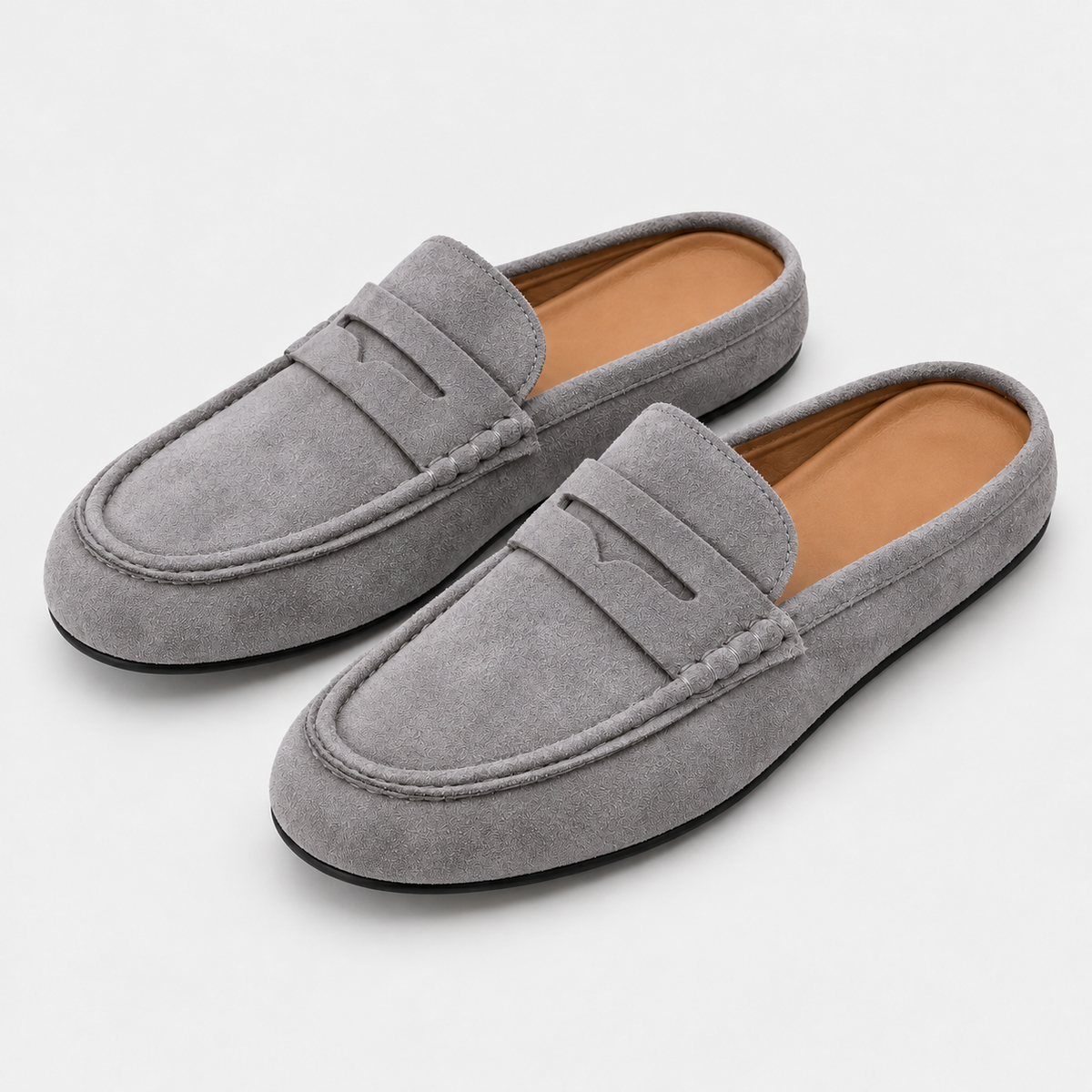 Old Ashworth | Men's Mule Loafers – Suede-Look Everyday Slip-On