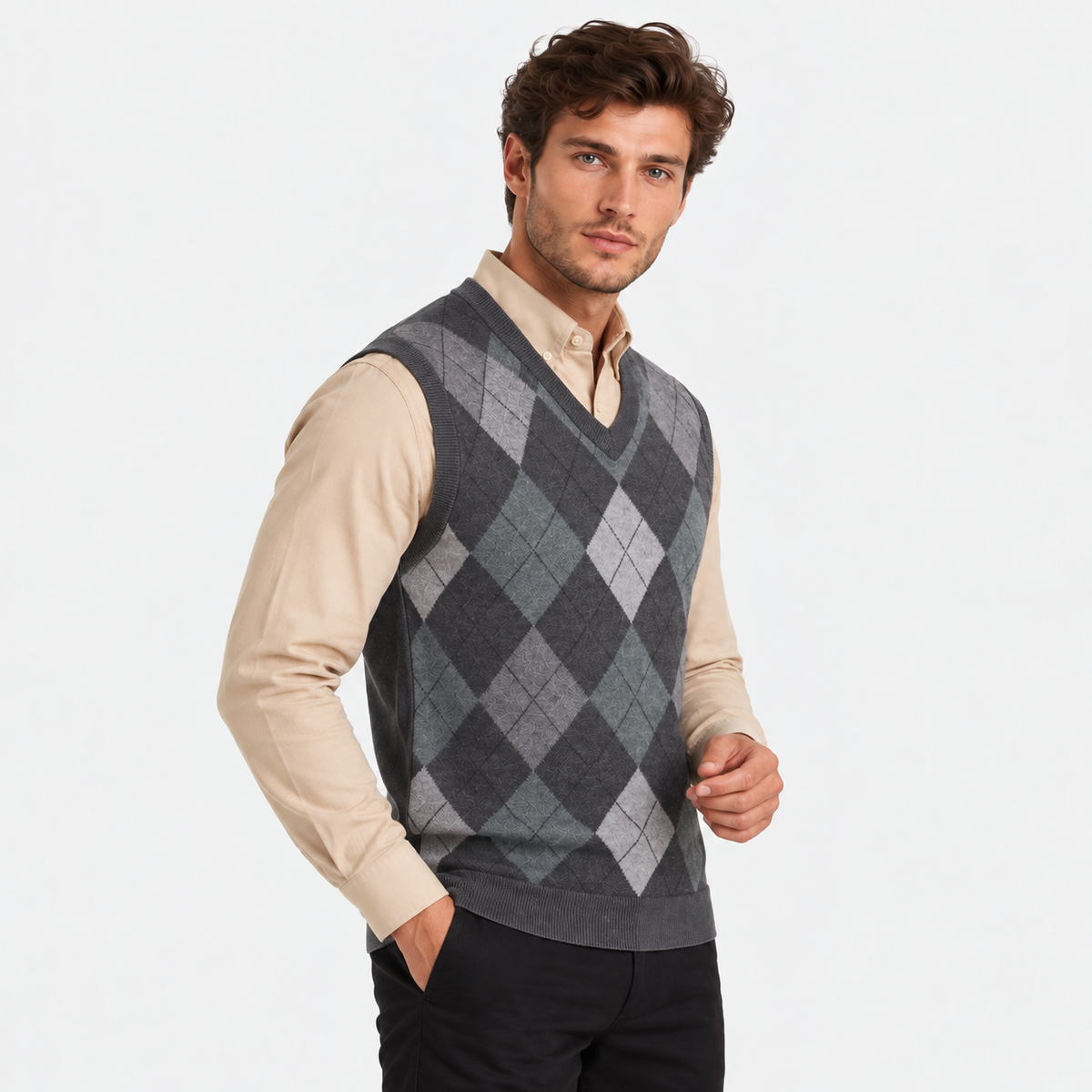 Old Ashworth | Men's Jumper Vest – V-Neck for Shirt Layering