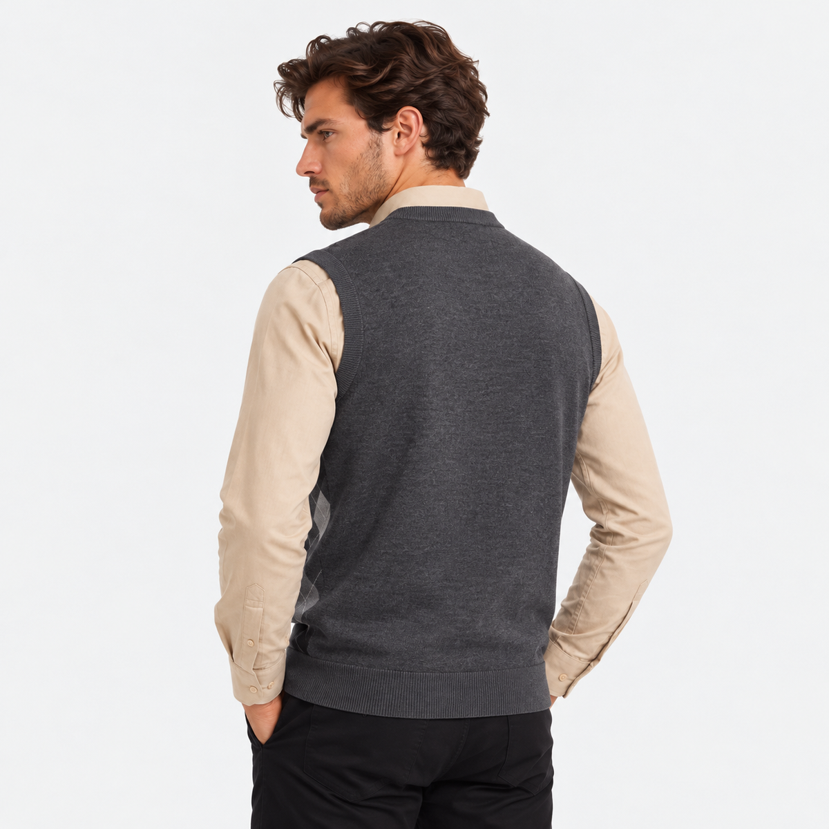 Old Ashworth | Men's Jumper Vest – V-Neck for Shirt Layering