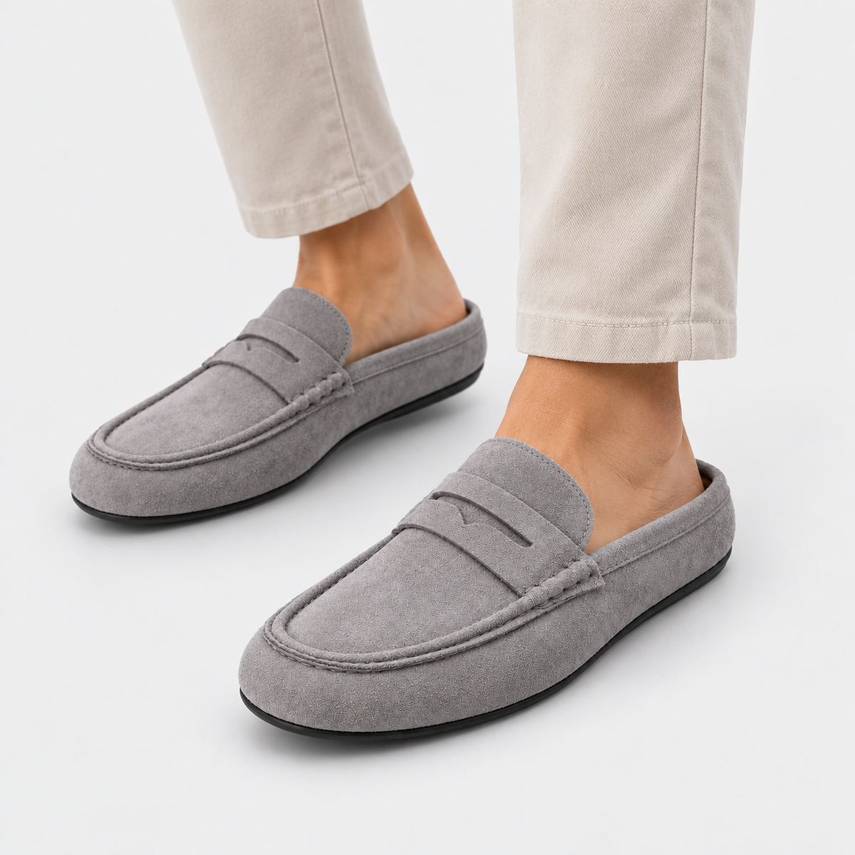 Old Ashworth | Men's Mule Loafers – Suede-Look Everyday Slip-On