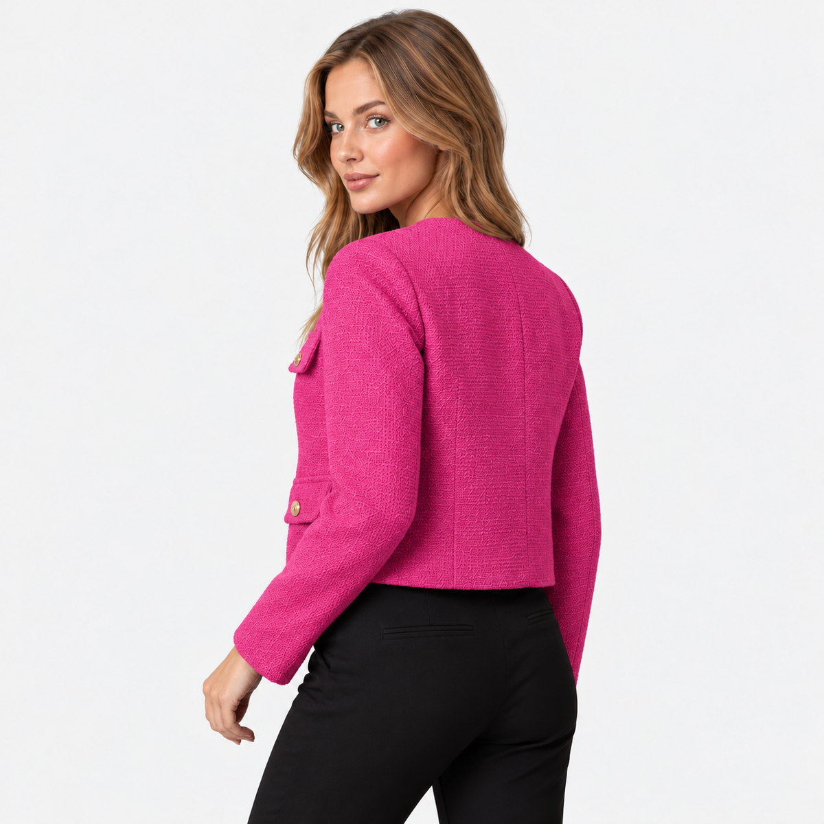 Old Ashworth | Women's Blazer – Cropped Tweed Smart Casual