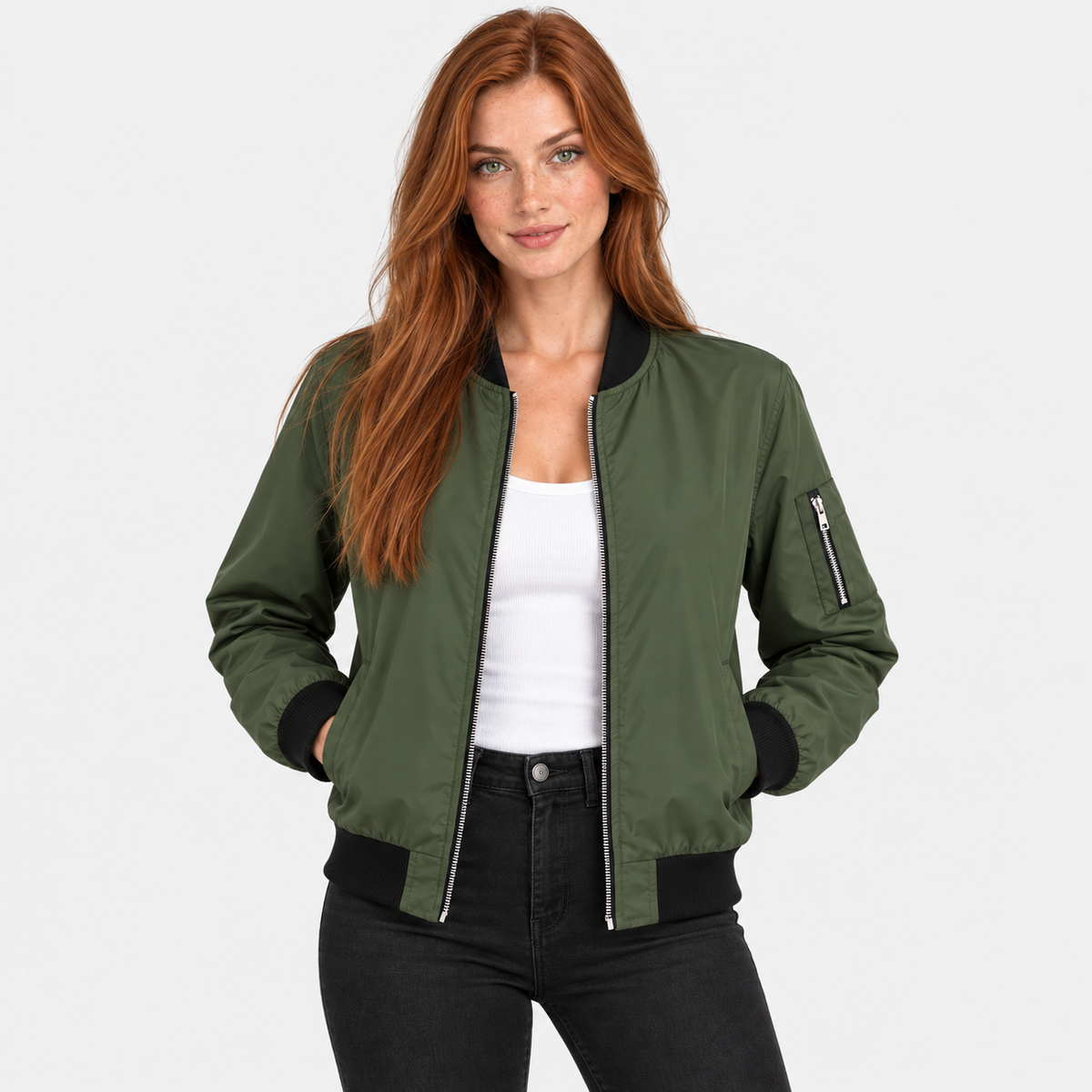 Old Ashworth | Women's Bomber Jacket – Zip-Up Casual Wear
