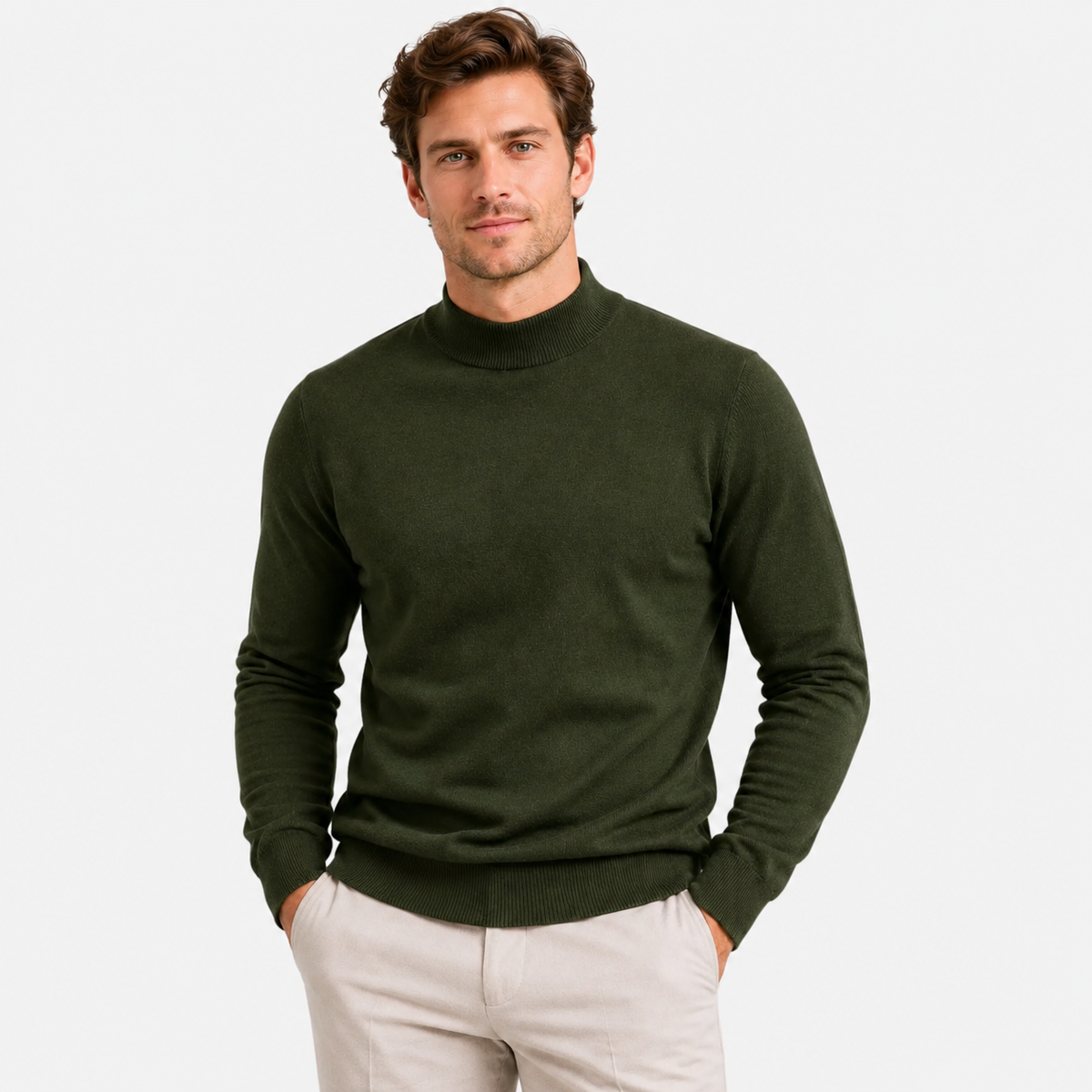 Old Ashworth  | Men's Warm Mock Neck Sweater Slim Fit Winter Knit Pullover
