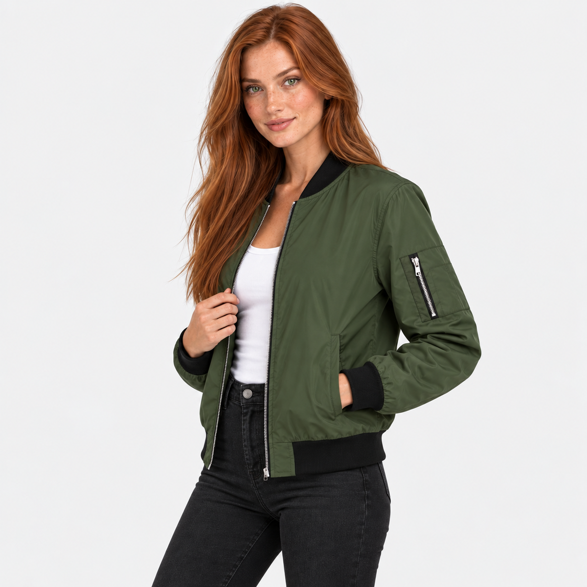 Old Ashworth | Women's Bomber Jacket – Zip-Up Casual Wear