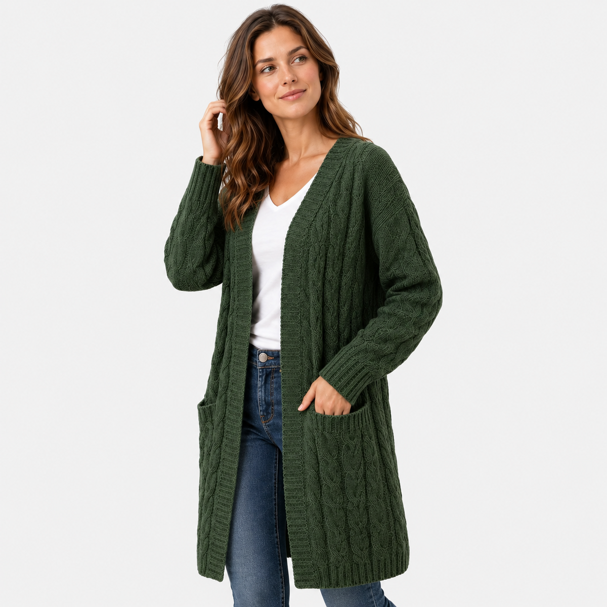 Old Ashworth | Women’s Long Hooded Cardigan for Autumn and Winter